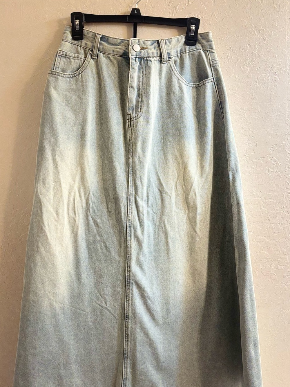 Light Wash Denim Maxi Skirt